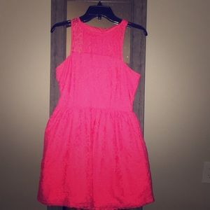 Hot pink summer dress.